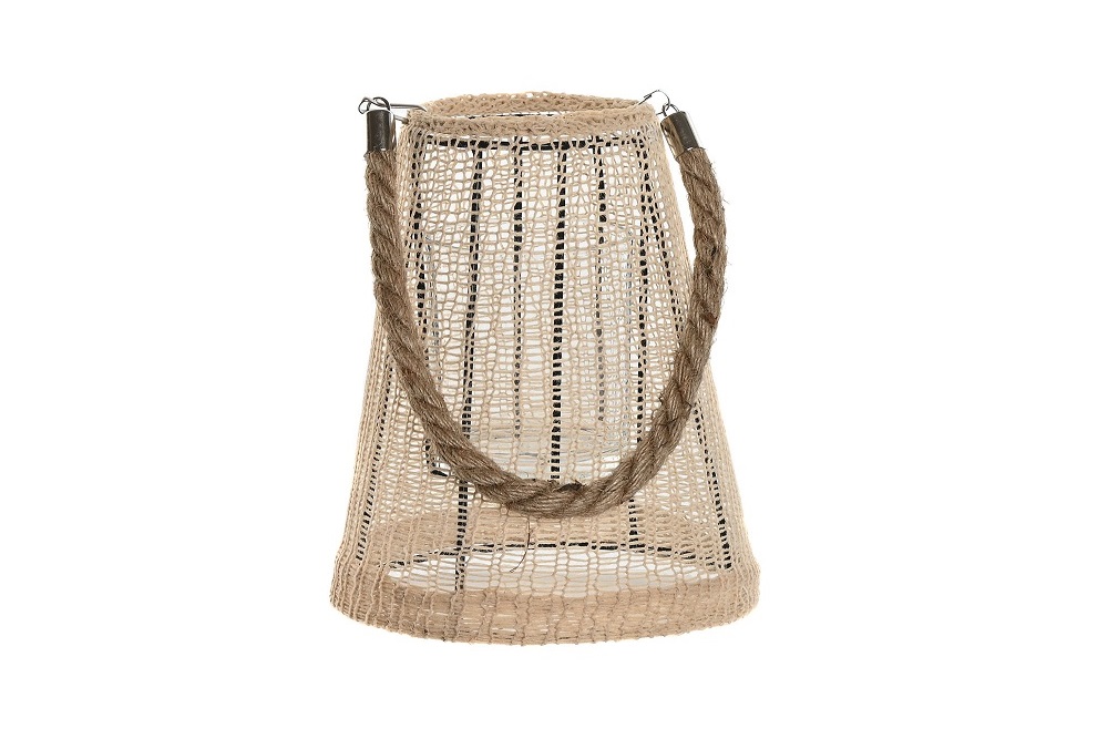 PORTAVELA POLIESTER CRISTAL 19X19X22 BEIGE